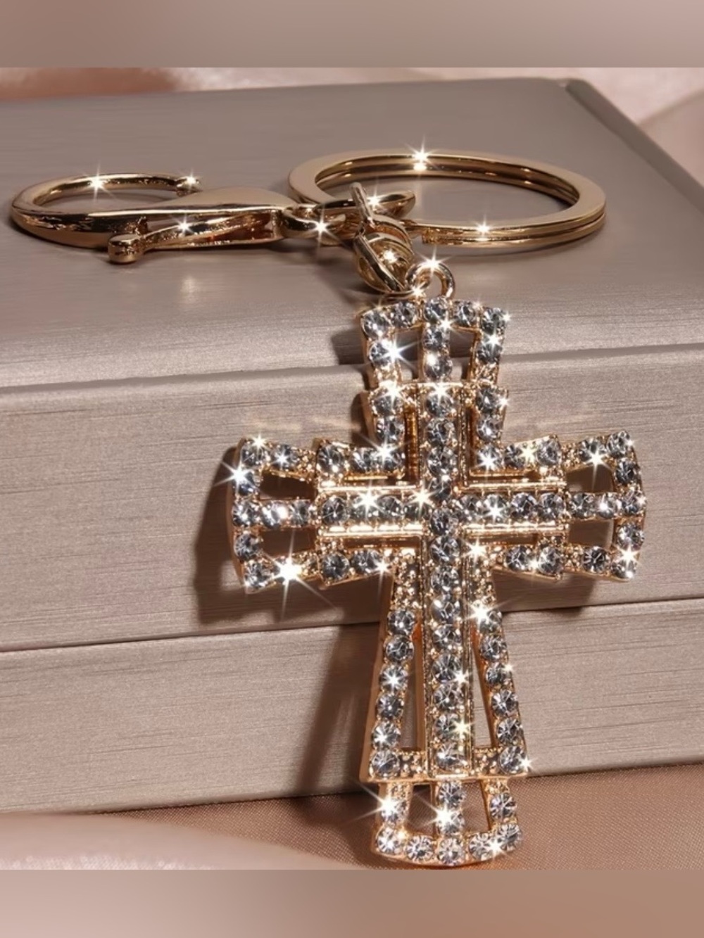 NEW Gold & Rhinestone Cross Bag/Purse Accessory